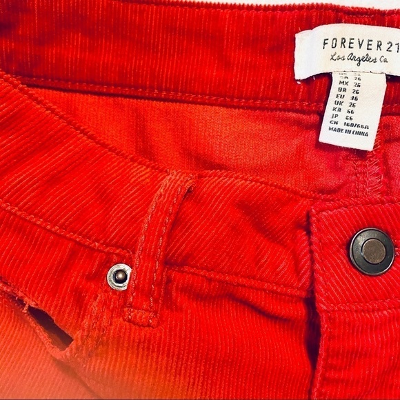 Forever 21 Red Corduroy High Rise Shorts NWT Sz 26 - Picture 6 of 14